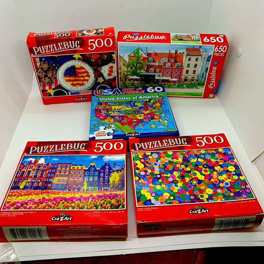 5 new sealed puzzle lot five different puzzles makes great great Xmas gifts